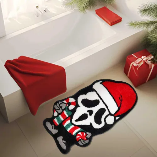 Miniatura 4 de GAGEC Alfombra de Navidad fantasma, Halloween, espeluznante, gótica, decorativa, para baño, entrada, bañera, hogar, sala de estar, tapete de baño