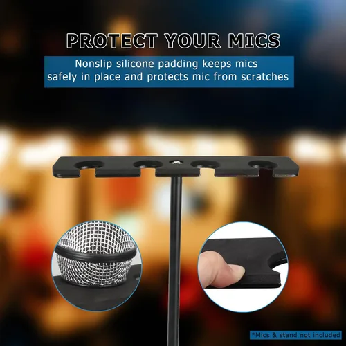 Miniatura 4 de Soporte de micrófono múltiple para soporte de micrófono, organizador de micrófono múltiple y pantalla para micrófonos con cable e inalámbricos