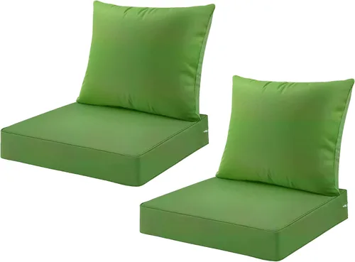 Miniatura 12 de ARTPLAN Juego de 2 cojines de asiento profundo con respaldo, cojines de sofá para exteriores para todo tipo de clima, tela de poliéster, espuma