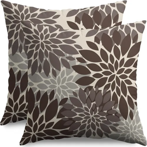 Miniatura 64 de Fundas de Almohada Azul Aguamarina 16X16 Pulgadas Juego de 2, Flores de Dalia Primavera Verano Floral Crema Fundas de Almohada Decorativas