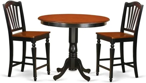Miniatura 7 de East West Furniture TRCH5-BLK-W - Juego de pub de 5 piezas de altura de mostrador que incluye una mesa de comedor redonda y 4 sillas de comedor