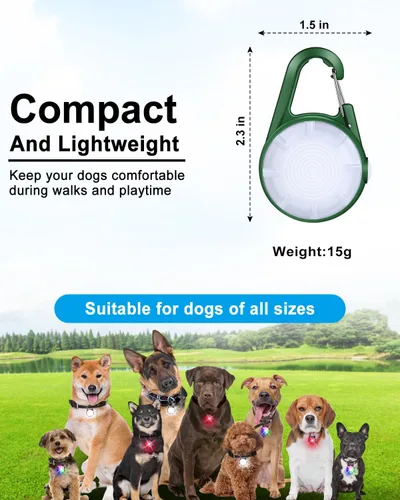Miniatura 5 de Paquete de 2 luces para collar de perro, luces recargables para perro para caminar de noche con clip, collar LED impermeable de 4 modos para correr