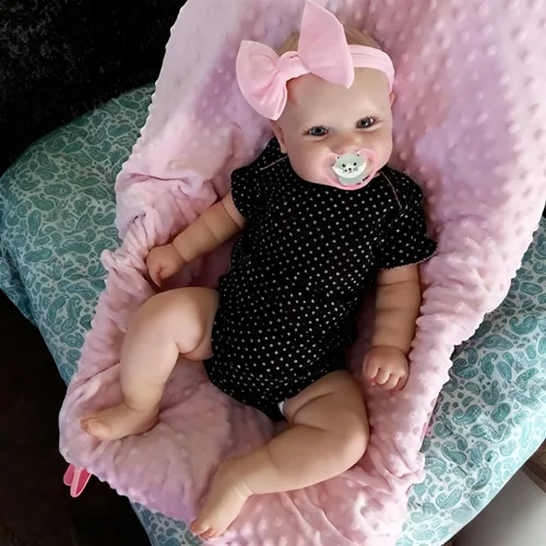Miniatura 4 de iCradle Lovely Real Look Reborn Baby Doll Girl 20 pulgadas 19.7 in cuerpo completo suave vinilo muñeca bebé realista pintado pelo recién nacido