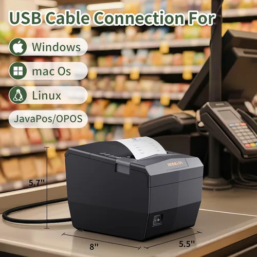 Miniatura 2 de Rongta Impresora de recibos POS, impresora térmica de 3.150 in con USB/serie/Ethernet y cortador automático para cocina y uso minorista, soporte
