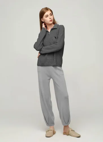 Miniatura 3 de softome Conjunto de 2 piezas para mujer, suéter de manga larga, con cremallera de 14, suéter de punto, pantalones casuales, conjunto de ropa