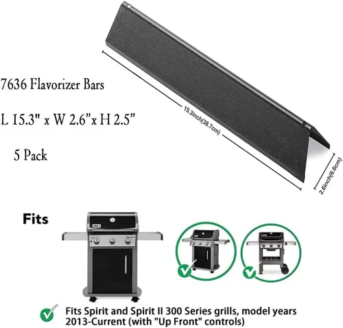 Miniatura 2 de Spirit E310 Parts 7636 Flavorizer Bars 69787 Quemador de parrilla para Weber Spirit y Spirit II Serie 300 E310 E320 E330 S310 S320 S330 con control