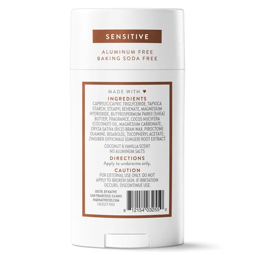 Miniatura 9 de Native El desodorante Sensitive contiene ingredientes derivados de forma natural, control de olores de 72 horas, desodorante para mujeres y hombres