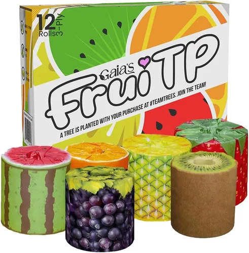 Miniatura 4 de Gaia's Premium y suave papel higiénico de bambú orgánico con aroma a fruta 12 mega rollos, 3 capas, 370 hojas Certificado FSC, libre de PFAS