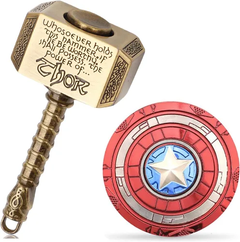Miniatura 8 de Mini martillo Fidget Spinners de metal con estrella Fidget Spinner de dedo, Fidget Keychian Chain Ring Cool Gadget Spinning Top Toy Focus Fingertip