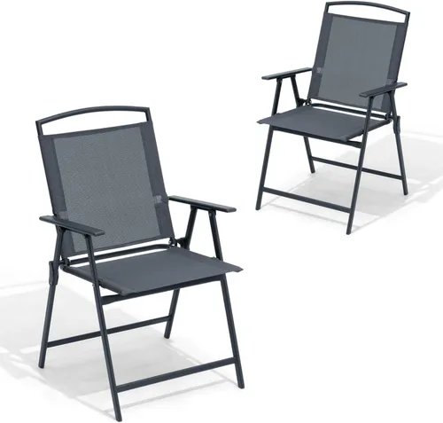 Miniatura 22 de Crestlive Products Juego de 4 sillas plegables para patio, paquete de 4, sillas de comedor al aire libre con reposabrazos para campamento, playa