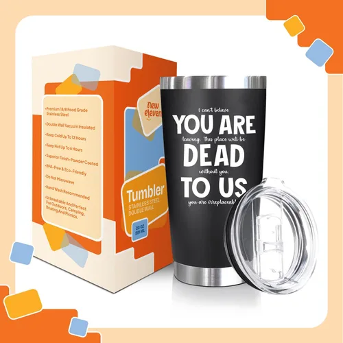 Miniatura 2 de NewEleven Vaso de 20 onzas – Regalo de despedida para compañero de trabajo, vaso de acero inoxidable sin BPA, aislamiento al vacío de doble pared