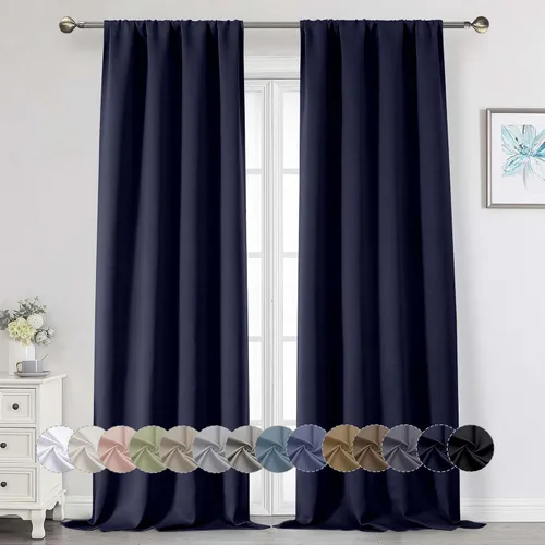 Miniatura 214 de Cortinas opacas para dormitorio, sala de estar, juego de 2 paneles de 54 pulgadas de largo, cortinas de oscurecimiento de habitación con aislamiento