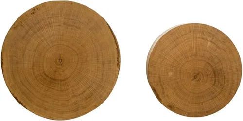 Miniatura 7 de Juego de 2 mesas auxiliares anidadas, mesa auxiliar redonda moderna y mesa auxiliar, mesa auxiliar circular de madera natural para sala de estar
