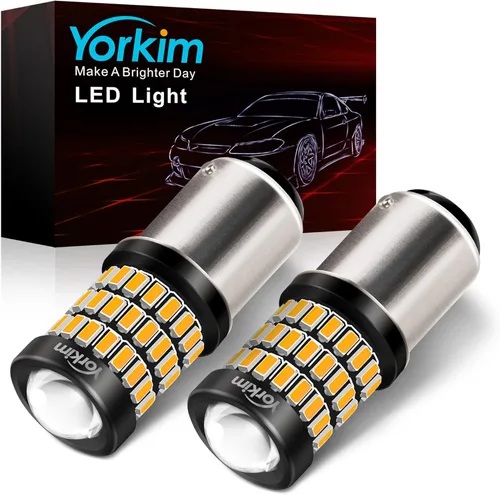 Yorkim Bombillas LED superbrillantes 1157 ámbar, 9-30 V 1157 2057 2357 7528 BAY15D bombilla LED con proyector, repuesto para luz intermitente, luz