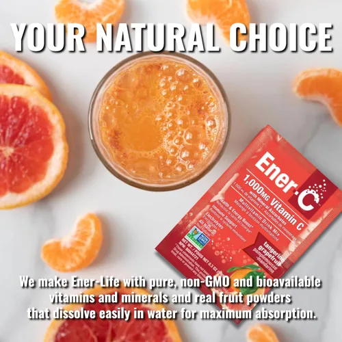 Miniatura 4 de Ener-C Mezcla de bebida multivitamínica de pomelo mandarina, 1000 mg de vitamina C, sin OMG, vegano, polvo de jugo de fruta real, apoyo inmunitario