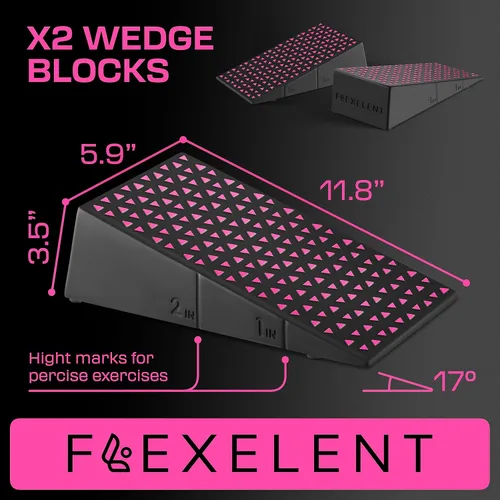 Miniatura 5 de Par de Bloques en Cuña para Sentadillas Flexelent - Bloque en Cuña para Sentadillas con Talón Elevado para Sentadillas Más Profundas, Levantamiento