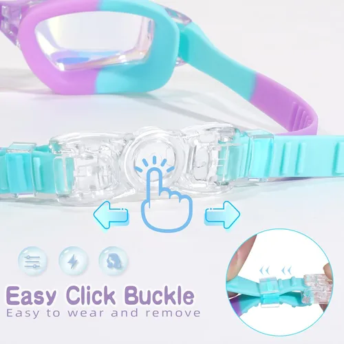 Miniatura 5 de Freela Gafas de natación para niños, paquete de 2 gafas de natación para niños de 3 a 14 años, gafas de natación para niños y niñas, antivaho