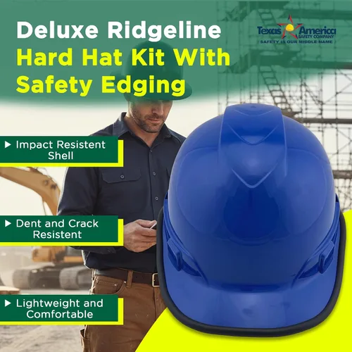Miniatura 2 de Texas America Safety Company Cap Style Deluxe Ridgeline - Kit de casco duro con suspensión de trinquete de 6 puntos y bordes de seguridad y bolsa