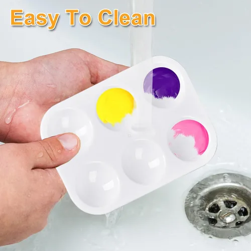 Miniatura 4 de 100 paletas de pintura de plástico blanco de 6 pozos, paletas de pintura de acuarela, bandejas de pintura para manualidades, bandeja de pintura