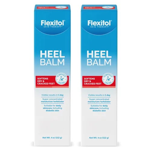 Flexitol Bálsamo para el talón, rica crema hidratante y exfoliante para pies, tubo de 4 onzas (paquete de 2)