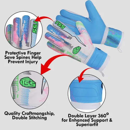 Miniatura 5 de Guantes de portero de fútbol para adultos y jóvenes, guantes de fútbol de alto rendimiento con protección Pro-Teck para la columna vertebral