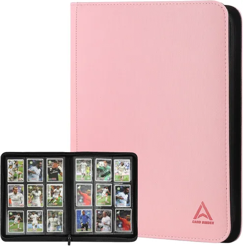 Miniatura 14 de Carpeta para tarjetas de 9 bolsillos, capacidad 540 con cierre de cremallera, de doble cara, resistente y elegante, protector de piel sintética