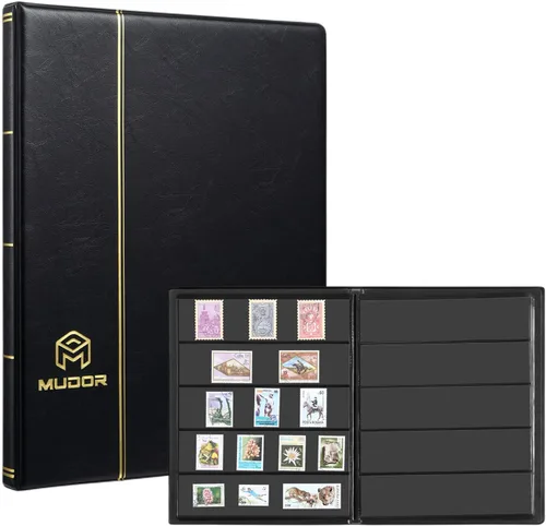 Miniatura 10 de Álbumes de Sellos MUDOR para Coleccionistas, 1 Libro de Sellos de Bolsillo para Coleccionistas, 10 Hojas de Clasificador de Sellos, Negro