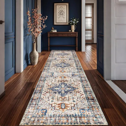 Miniatura 19 de Alfombra lavable para pasillo de 2 x 3: alfombra suave vintage para cocina, baño, lavandería, con respaldo antideslizante, alfombra de piso