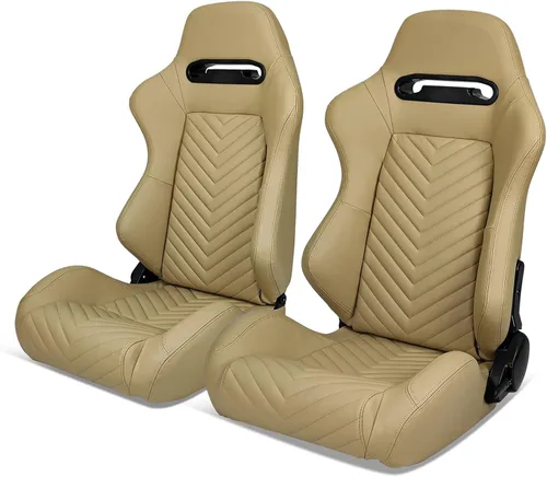 Miniatura 27 de IKON MOTORSPORTS, Asiento universal de carreras PU + cuero de carbono + gamuza, con deslizadores dobles, asiento deportivo reclinable negro