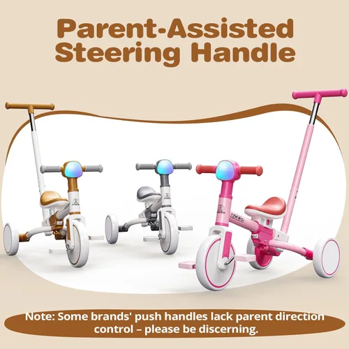 Miniatura 3 de Ridego - Triciclo 5 en 1 para niños pequeños de 2 a 5 años, bicicleta de equilibrio para niños y bicicleta de empuje para niños pequeños con mango