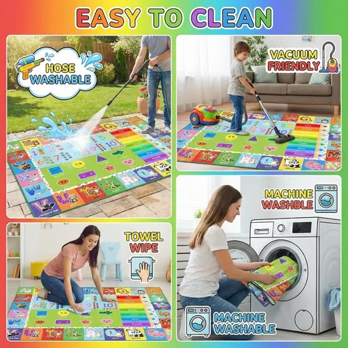 Miniatura 4 de ABC - Alfombra del alfabeto para dormitorio de niños, 2.5 x 4 pies, tapete de juego educativo con números y animales para guardería infantil