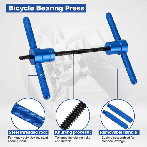 Miniatura 2 de Kit de prensa de rodamientos de bicicleta de 25 piezas para cubo de rueda, instalación de punto de pivote de marco de cola suave con herramienta