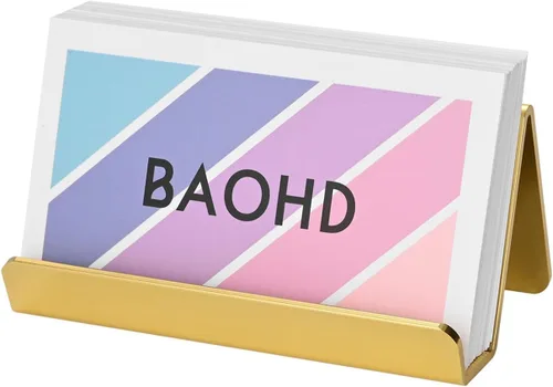 Miniatura 7 de Tarjetero negro para escritorio, organizador moderno de metal para tarjetas de nombre de negocios, con capacidad para hasta 40 tarjetas