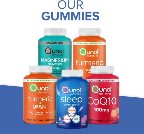 Miniatura 7 de Gomitas de cúrcuma y jengibre, gomita Qunol con 500 mg de cúrcuma + 50 mg de jengibre, suplemento de apoyo articular, tumérica y jengibre de ultra