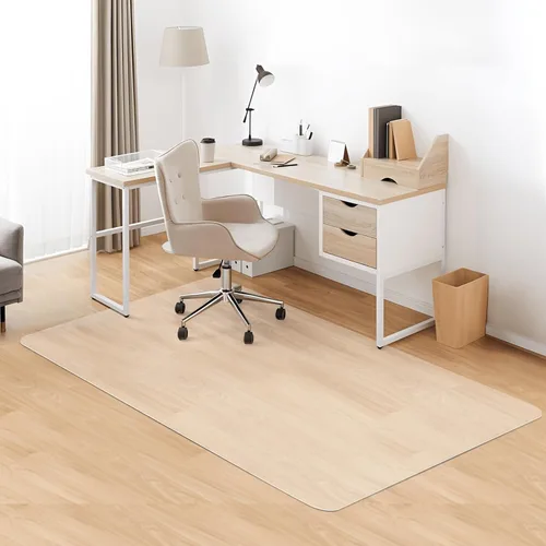 Miniatura 8 de Kuyal Tapete para silla para suelo de madera dura, 46 x 46 pulgadas, tapete rectangular para escritorio, tapete de protección duradero para sillas