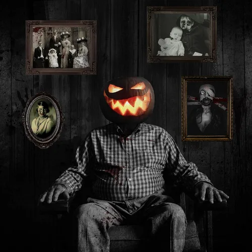 Miniatura 6 de Decoraciones para fiestas de Halloween, 12 piezas desechables, imágenes encantadas, retratos góticos de mansión, fotos de terror, retratos