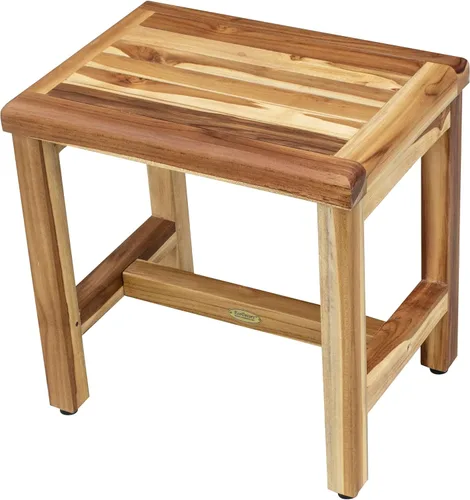 Miniatura 10 de EcoDecors Taburete de ducha de madera de teca natural de 18 pulgadas, impermeable, silla de asiento para ducha interior, proporciona seguridad