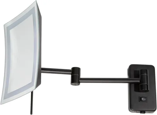 Miniatura 2 de JERDON Espejo de maquillaje rectangular para montaje en pared con aumento 5X, espejo de maquillaje de alambre directo con luces LED, negro mate