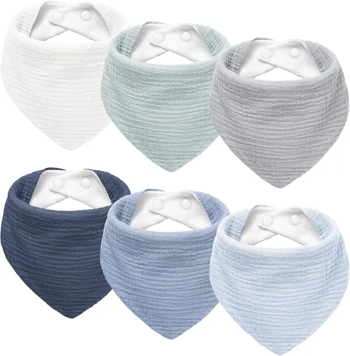 Miniatura 15 de Susurration Baberos de muselina para bebé, paquete de 6 baberos tipo bandana ajustables y suaves en forma triangular para bebés unisex, niñas y niños