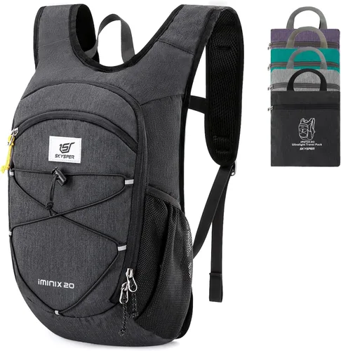 Miniatura 13 de SKYSPER Mochila de senderismo plegable de 15L/20L, mochila de viaje plegable ligera con correa para el pecho, paquete plegable pequeño para caminar