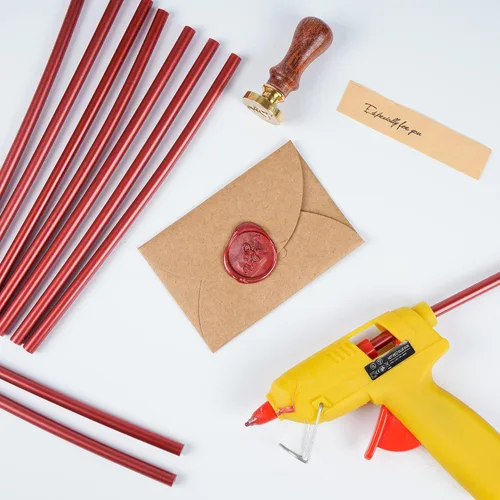 Miniatura 4 de 10 barras de pegamento de cera de sellado, 8 pulgadas de largo, mini pistola de pegamento caliente para sobres, invitaciones de boda, tarjetas