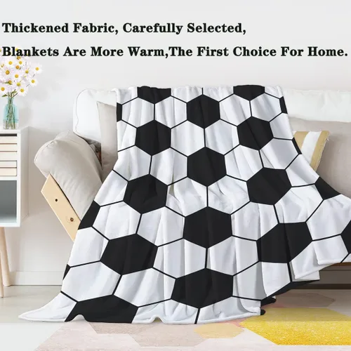 Miniatura 5 de Manta de fútbol de 50 x 60 pulgadas, manta de franela de regalo para niños, adorable manta de cama para niños, manta de franela súper suave
