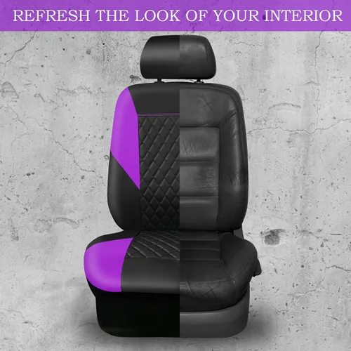 Miniatura 5 de CAR PASS Fundas de Asiento de Cuero Púrpura, Funda de Asiento de Coche Bonita con Esponja Compuesta de 5mm en el Interior, Compatible con Bolsa