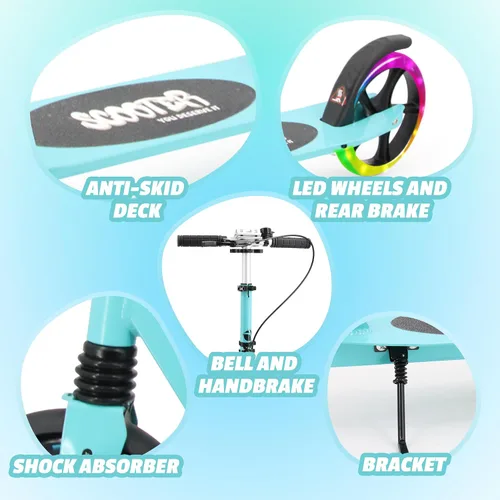 Miniatura 4 de Scooter para niños a partir de 8 años, adolescentes y adultos, scooter ligero con correa de transporte de altura ajustable equipado con freno