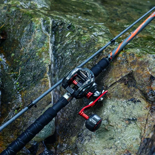 Miniatura 7 de Sougayilang Combo de Caña y Carrete Baitcaster, Caña de Pescar Compuesta de Carbono y Vidrio de 7'0" con Carrete de Casting Tamaño 400, Asiento