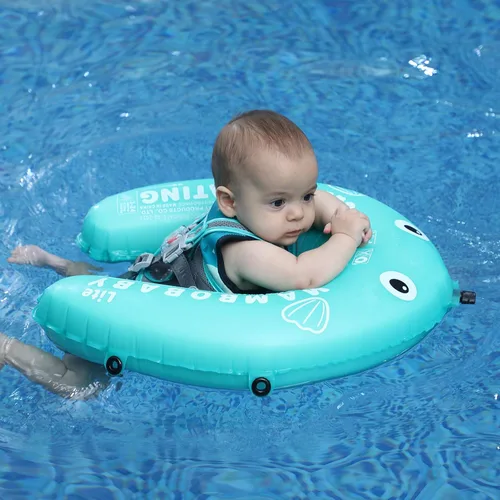 Miniatura 4 de Mambobaby Float - Flotador de natación para bebé autoinflable con toldo, flotador plegable comprimible para bebé, material suave e impermeable