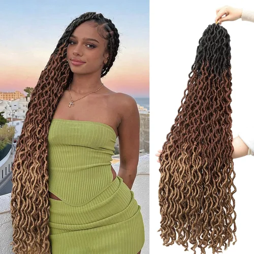 Miniatura 30 de Cabello de ganchillo de 14 pulgadas, 6 paquetes/lote de trenzas de ganchillo suaves gitanas, trenzas onduladas de ganchillo de 3 tonos, rizadas