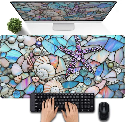Miniatura 11 de Tapete de escritorio de bosque anime, lindo tapete de mouse verde, tapete de escritorio completo Kawaii estético XXL para juegos Mousemat XL