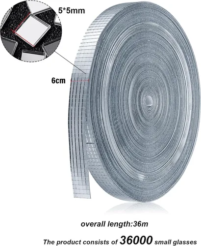 Miniatura 2 de SATINIOR 36000 unidades de azulejos de espejo de bola de discoteca autoadhesivos para manualidades de 0.197 x 0.197 in, cinta de discoteca pequeña
