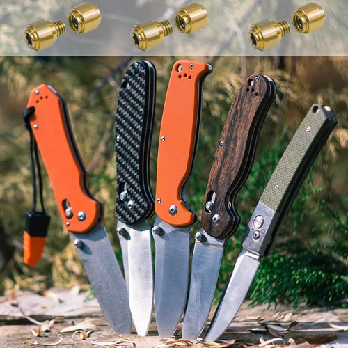Miniatura 6 de 3 juegos de pernos de pulgar, tornillos de titanio, tornillos de repuesto para el pulgar, tornillos de bolsillo para cuchillos, 535 Bugout (dorado)